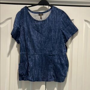 Jaanuu Blue Boxy Blouse Tunic side zip